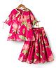 Saka Designs Cotton Woven Three Forth Sleeves Floral Printed Lehenga Choli Set - Red
