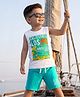 Kookie Kids Single Jersey Knit Sleeveless T-Shirt & Short Set with California Print - Aqua Blue