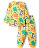 Babyhug Cotton Knit Full Sleeves T-Shirt & Lounge Pant Co-ords Night Suit With Dino Print - Yellow