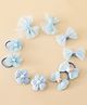 Babyhug Free Size Bow & Butterfly Hair Clips & Rubber Bands Pack of 10- Light Blue