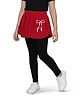 Plan B Cotton Knit Christmas Theme Bow Printed Skeggings - Red & Black