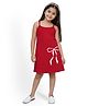 Plan B Cotton Knit Christmas Theme Sleeveless Bow Printed Dresses - Red