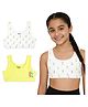 Plan B Cotton Knit Pack Of 2 Tulip Printed  Double Layered Sports Bra - White & Yellow