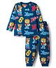 Babyhug Cotton Knit Full Sleeves T-Shirt & Lounge Pant Co-ords Night Suit With Bear Print - Navy Blue