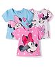 Babyhug Disney Single Jersey Knit Half Sleeves T-Shirts With Minnie Mouse Graphics Pack of 3 - Pink Blue & White