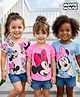 Babyhug Disney Single Jersey Knit Half Sleeves T-Shirts With Minnie Mouse Graphics Pack of 3 - Pink Blue & White