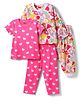 Babyhug Cotton Knit Half & Full Sleeves T-Shirts & Pyjamas Co-ord Night Suits with Heart & Fruit Print Pack of 2 - Multicolor