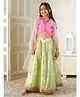 Pspeaches Cotton Woven  Sleeveless  Abstract Printed Gota Lace Embellished Lehenga Choli  Set With Dupatta - Pink