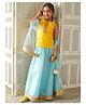 Pspeaches Cotton Woven Sleeveless Abstract Printed Gota Lace Embellished Lehenga Choli Set With Dupatta - Yellow