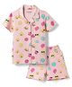 Primo Gino 100% Cotton Knit Half Sleeves Emojis Printed Co-Ords Shirt & Shorts Night Suit - Pink