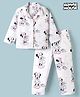 Babyoye Disney 100% Cotton Woven Full Sleeves Front Open Co-Ords Shirt & Pyjama Night Suit With Minnie Mouse Print - White