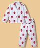 Honeyhap Marvel 100% Cotton Woven Full Sleeves Front Open Co-ords Shirt & Pyjama Night Suit With Stripes & Spider Man Print - Light Blue