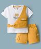 ToffyHouse Interlock Knit Half Sleeves T-Shirt & Shorts Set with Pocket Applique - White