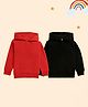 NUSYL Fleece Knit  Pack Of 2 Full Sleeves Solid Light Winter Hoodies - Red And Black