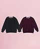 NUSYL Fleece Knit Pack Of 2 Full Sleeves Solid Light Winter Sweatshirts - Black & Burgundy