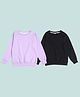 NUSYL Fleece Knit Pack Of 2 Full Sleeves Solid Light Winter Sweatshirts - Black & Lilax