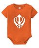 Baby Buzz 100% Cotton Knit Sikh Theme Half Sleeves The Khanda Sikh Symbol Printed Onesie - Orange