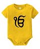 Baby Buzz 100% Cotton Knit Punjabi Theme Half Sleeves Ek Onkar Symbol Printed Onesie - Yellow