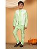 BT DEZINES Cotton Silk Woven Full Sleeves Solid Kurta & Pyjama With Abstract Embroidered Jacket - Light Green
