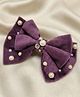 Funkrafts Bow Applique Detailed Beads & Rhinestone Embellished Hair Clip - Purple