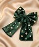 Funkrafts Bow Applique Detailed Beads & Rhinestone Embellished Hair Clip - Green