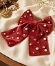 Funkrafts Bow Applique Detailed Beads & Rhinestone Embellished Hair Clip - Red