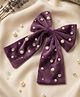 Funkrafts Bow Applique Detailed Beads & Rhinestone Embellished Hair Clip - Purple
