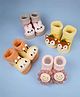 Yellow Bee Cotton Knit Pack Of 4 Animal & Floral 3D Applique Detailed Socks - Multi Colour