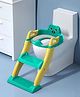 Babyhug Potty Training Toilet Seat with Adjustable Ladder & Step Stool - Green & Yellow| Anti-Slip Toddler Toilet Trainer| Compact Fold for Storage| Compatible with all Commode Types
