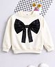 NAVKIYA G Fleece Knit Full Sleeves Bow Applique Detailed Light Winter Sweatshirt - Off White