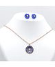 Aabacus Floral Designed Necklace & Earrings Set - Blue