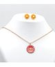 Aabacus Floral Designed Necklace & Earrings Set - Orange