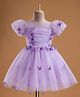 Mark & Mia Woven Half Puffed Sleeves Fit & Flared Party Frock with Butterfly Applique - Lavender