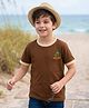 Pine Kids 100% Cotton Knit Half Sleeves Beach Theme Printed T-Shirt - Brown