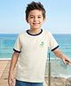 Pine Kids 100% Cotton Knit Half Sleeves Beach Theme Printed T-Shirt - White