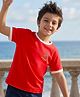 Pine Kids 100% Cotton Knit Half Sleeves Beach Theme Printed T-Shirt - Red
