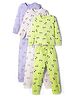 Primo Gino 100% Cotton Knit Full Sleeves Co-Ords T-Shirt & Pyjama Night-Suit With Tropical Theme Pack of 3 - Multicolor