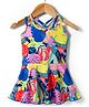 Babyhug Water Repellant Sleeveless Tropical Theme Printed Frock Swimsuit -Multicolour