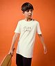 Technosport Knit Half Sleeves Run Raw Text Printed Tee - Off White
