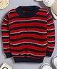 Little Angels Woollen Knit Full Sleeves Striped Sweater - Navy Blue & Red