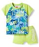 Babyhug Water Repellant Half Raglan Sleeves Tropical Theme Printed Two Piece Swimsuit - Green