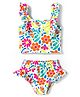Babyhug Water Repellent Sleeveless Two Piece Swimsuit With Floral Print - White