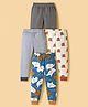 Kidi Wav Pack Of 4 Striped & Elephant Printed Pajamas - Multi Colour