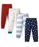Kidi Wav Pack Of 4 Striped Stars & Space Theme Printed Pajamas - Multi Colour