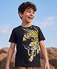 Pine Kids Cotton Knit T-Shirts Half Sleeves Round Neck Graphic Jet Black 4-5 Years
