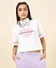 Coolsters by Pantaloons Cotton Knit Half Sleeves Supersonic  Text Printed Hooded Tee - White