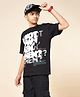 Coolsters by Pantaloons Cotton Knit Half Sleeves Typography Printed Tee - Black