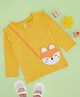 Pantaloons Baby Cotton Knit Full Sleeves Animal Face Applique Detailed Top - Mustard