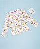 Pantaloons Junior Cotton Knit Full Sleeves Floral Printed Tee - White