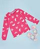 Pantaloons Junior Cotton Knit Full Sleeves Hearts Printed Tee - Pink